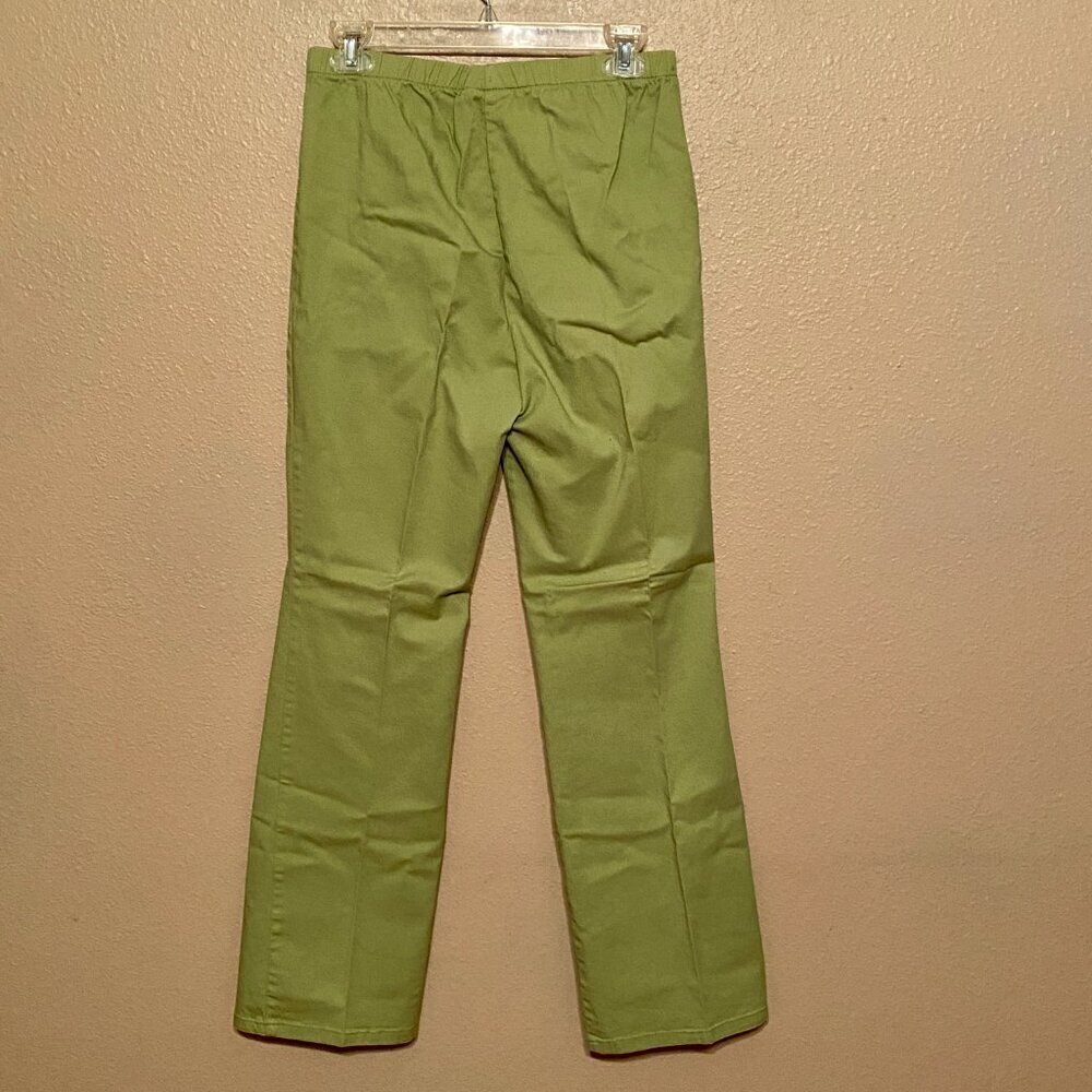 METROSTYLE STRETCH Lime Green Denim Pull-on Jeans Elastic Waist Straight leg (M) - Picture 2 of 5
